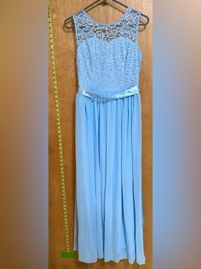 Girls' Light Blue Lace & Chiffon Formal Dress
